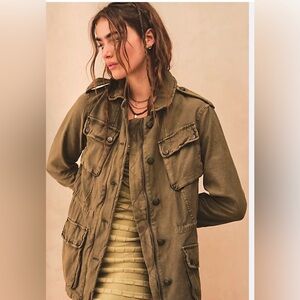 Free people Olive Military Style Jacket